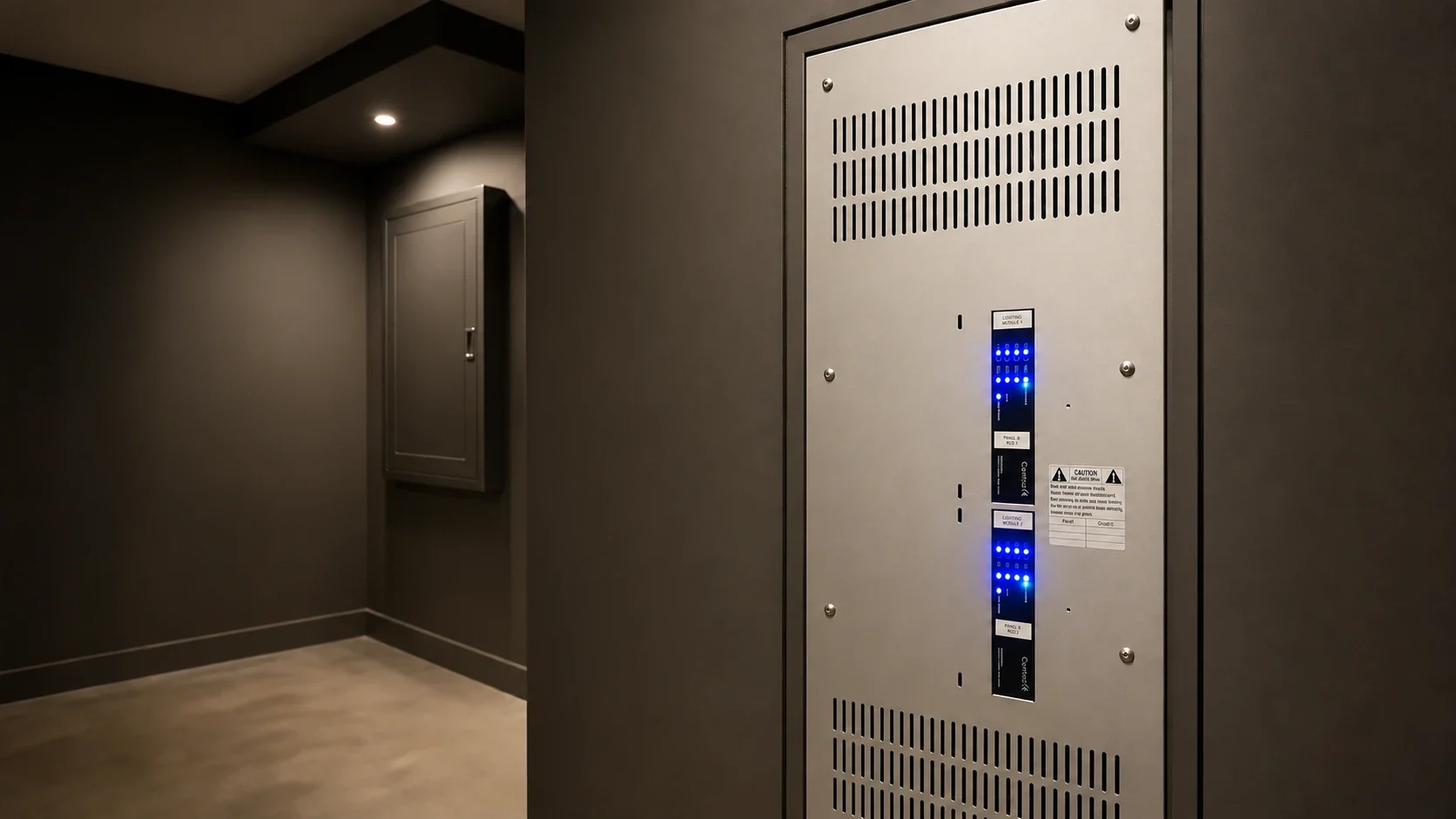 ProSound centralized lighting panel with a fitted metal fascia concealing all wiring